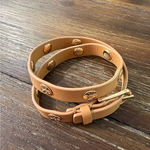 Tory Burch Double wrap Leather Bracelet with Gold Accents
